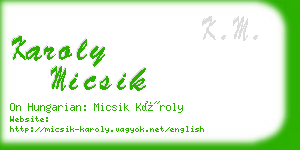 karoly micsik business card